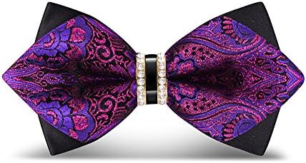 WeBo L 4.7",W 2.3" Men Polyester Pre-tie Bow Tie Strass Bow ties Adjustable- 10 Colors Available（Purple）