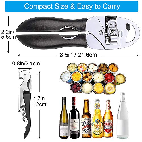 Manual Can Opener Handheld Smooth Edge, CLZWiiN Multifunction 4in1
