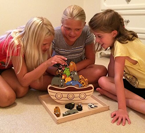 BeginAgain Balance Boat: Endangered Animals Game and Playset - 'Award-Winning Stacking Toys Game' - Balance Game with Wooden Toy Animals