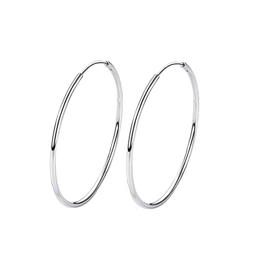 T400 Jewelers 925 Sterling Silber Creolen groß Polierte Runde Kreis Endless Ohrringe für Damen Valentinstag Geschenk,Durchmes