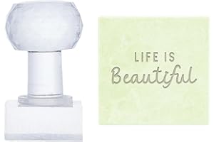 PH PandaHall Word Acrylic Soap Stamp, Life is Beautiful Soap Embossing Stamps with Handle Small Soaps Chapter Imprint Stamps for Handmade Soaps Cookie Clay Pottery Biscuits Gummier Making Projects