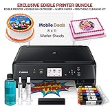Mobile Deals Edible Birthday Cake Topper and Tasty Treats Image Printer Bundle - Includes Canon Wireless Printer, Edible Ink Cartridges and 50 Sheets of Wafer Paper