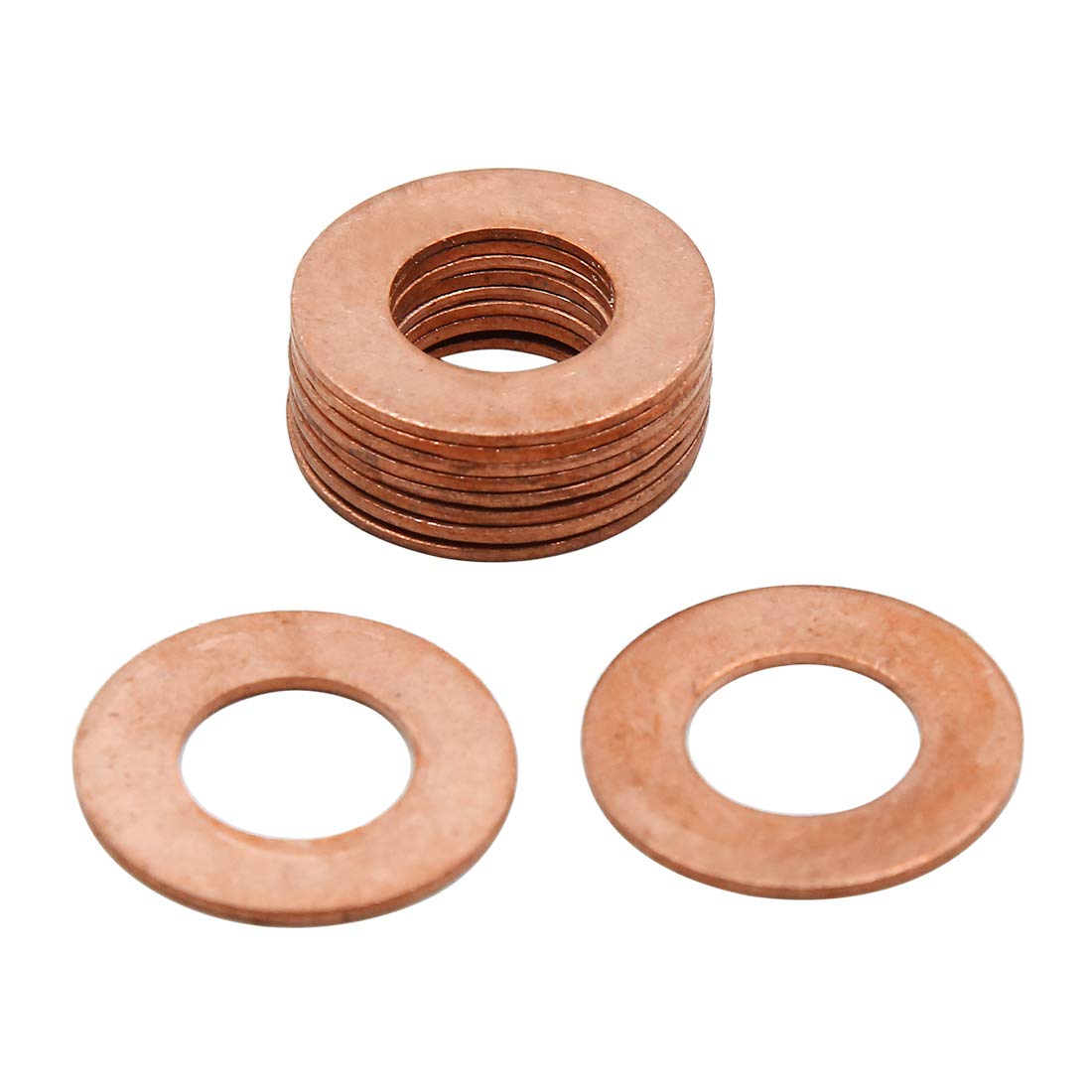 X AUTOHAUX 10pcs 12mm Inner Diameter Copper Washers Flat Sealing Gaskets Ring