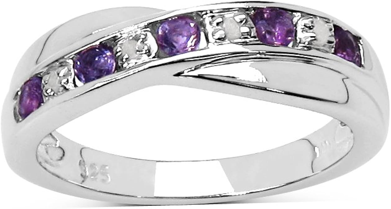 The Amethyst Ring Collection Amethyst & Diamond Channel Set Crossover