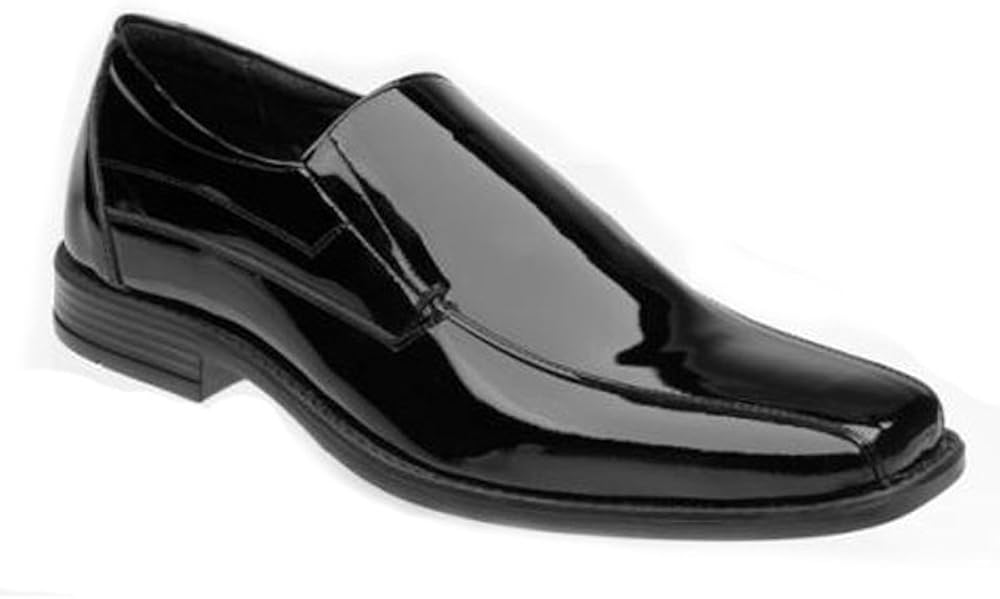 Genuine Patent Leather Square Toe Slip On Tuxedo Shoes