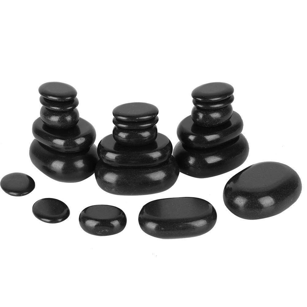 Cocoarm Spa Hot Stones, 20Pcs Hot Stones Massage Kit Hot Spa Black Basalt Oval Shape Stone Essential Oil Pedicure Massage