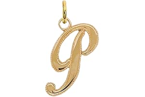 Takar Solid 14k Yellow Gold Personalized Cursive Style Letter A Pendant for Initial Necklaces for Women, A-Z Elegant Handmade Charms for Gold Jewelry Gifts to Your Loved Ones. Made in USA