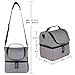 F40C4TMP Lunch Box Insulated Double Deck Lunch Bag for Men Women, 12 Cans Leak-proof Dual Compartment Cooler Tote Keep Warm and Cold with Bottle Side Pocket and shoulder Strap for School, Camping Grey