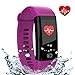 Fitness Tracker, Smart Band with Heart Rate and Blood Pressure Monitor, Activity Tracker,IP67 Waterproof, Pedometer, Sleep Monitor, OLED, Bluetooth 4.0, Compatible with Android and IOS (purple 1)