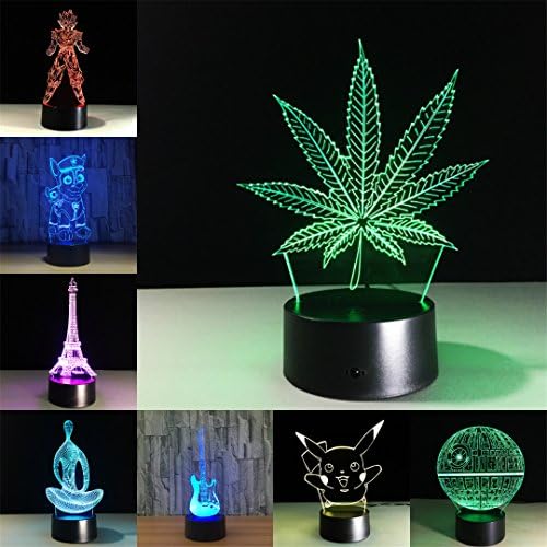 USXIAOBIDENG Maple Leaf 3D Visual Illusion Lamp Transparent Acrylic Night Light LED Lamp 7 Color Changing Touch Table Lamp Kids Lava Lamp 7 Colors Change Chase
