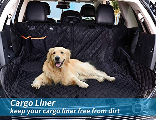 Hansprou Dog Seat Cover Car Seat Cover for Pets 100% Waterproof Scratchproof Nonslip Multi-fuction Pet Seat Cover for Back Seat with Storage Pockets 1 Dog Seat Belt 1 Extra Padded Cars Trucks SUVs
