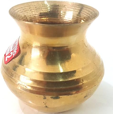 Pure Brass Kalash Pot 2.5" Lota Prasad Bhog Arti Vraja Krishna Ganesha Laxmi Pooja