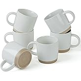 famiware Coffee Mugs for 6, 13 oz Mug Set, Dringking Cup with Handle for Coffee, Tea, Cocoa, Milk, Milkyway serise, White