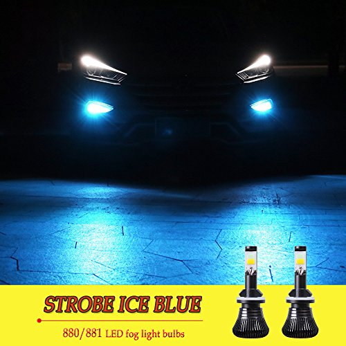 LED 880 881 Fog Lights Bulb Ice Blue 8000K Strobe Flicker Daytime Running Lights DRL Lamps for Trucks Cars Kit Plug Replacement Bulbs 12V 30W 2800LM Super Bright COB Chips 1 Year Warrantyã€1797ã€‘