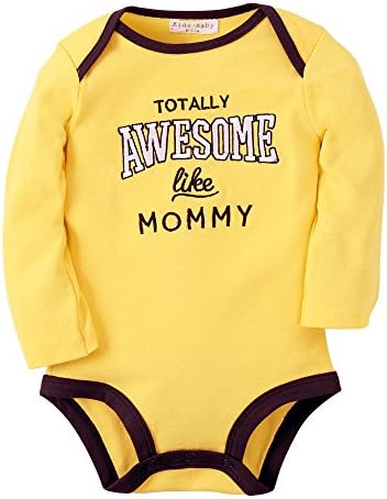 Ubeiyi Baby Cotton Long Sleeve Jumpsuit Bodysuit Romper for Girls and Boys (6-12M, Yellow)