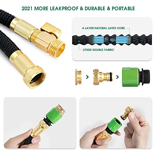 Crenova Flexibler Gartenschlauch 30M , Gartenwasserschlauch mit Brause Messing -Verbindern, (Red) – Bild 3