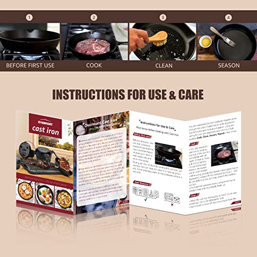 Overmont 2 in 1 Pre Seasoned Dutch Oven with Skillet Lid for Induction