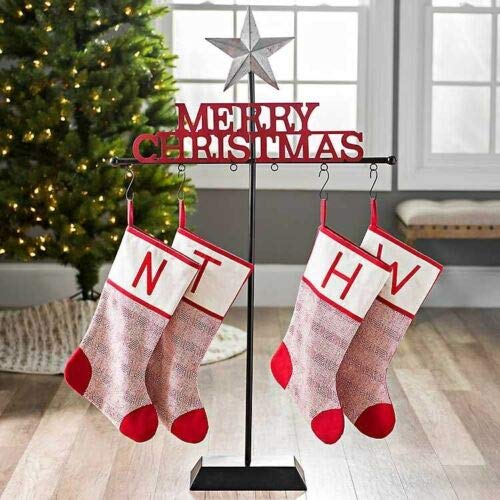 image for Holiday Home Black Red Metal Freestanding Christmas Stocking Holder St