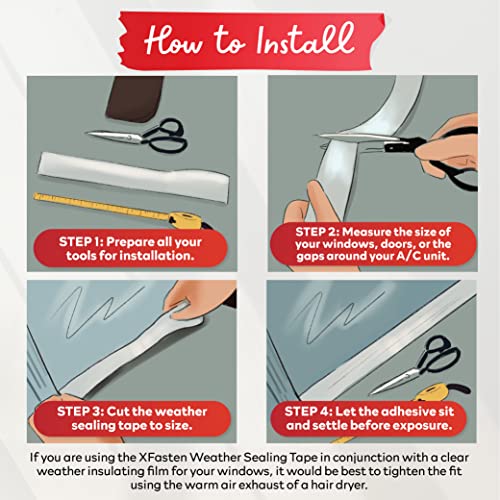 Transparent Door and Window Weather Stripping Tape, 2”x30yds Window