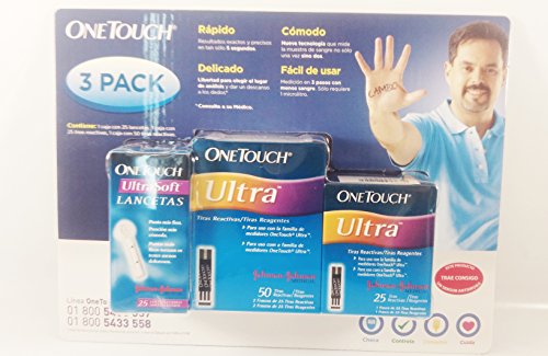 Pack of 75 One touch Ultra test strips and 25 Lancets