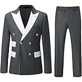 Cloudstyle Mens 2-Piece Dress Suit Blazer Slim Fit Double-Breasted Suit Jacket Sport Coat and Pants Set