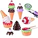 TEPSMIGO Plastic Stack Ice Cream Toy with Play Tea Set, 27 PCS Colored Pretend Food Educational Gifts for Toddler Children Age 3+ Boys Girls