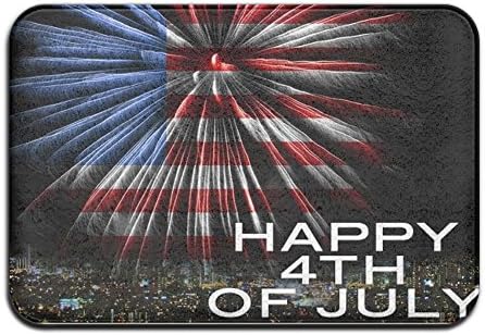 BWCDKV Happy 4th Of July USA Theme Anti-slip Door Mat Home Decor Indoor Outdoor Entrance Doormat Rubber Backing 23.6 X 15.7 Inches