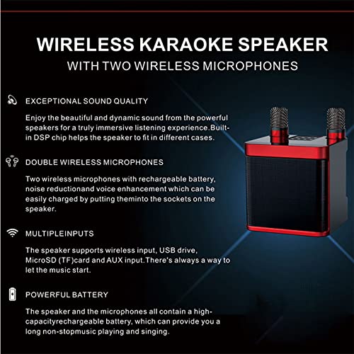 Roadpassion Karaoke Machine,Rechargeable Portable Bluetooth Karaoke Speaker with 2 Wireless Microphones Karaoke Equipment for Indoor Outdoor Party