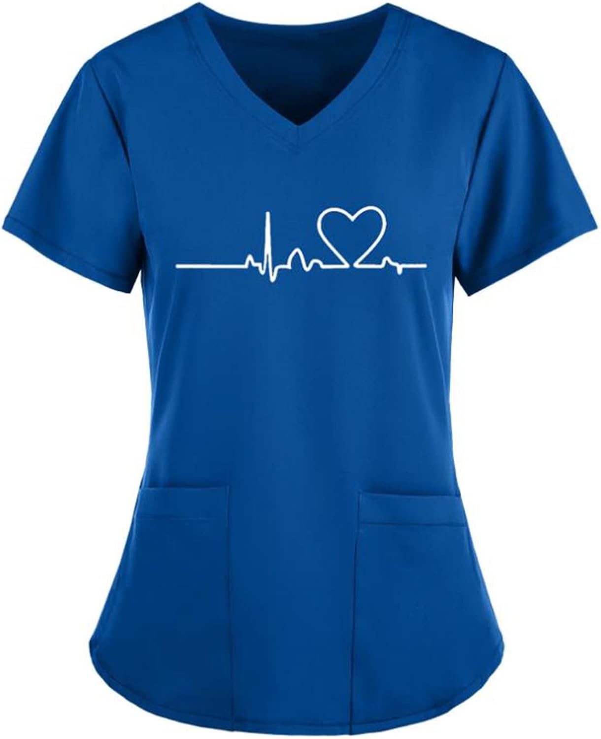 HUYTR Women's Heartbeat Scrub_Top Working Uniform Shirts Short Sleeve V