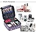 Joligrace Makeup Travel Bag Organizer for Women Cute Cosmetic Storage Train Case Portable Big Large Capacity with Adjustable Dividers for Make-Up Brush Toiletry Jewelry Purple Floral Print
