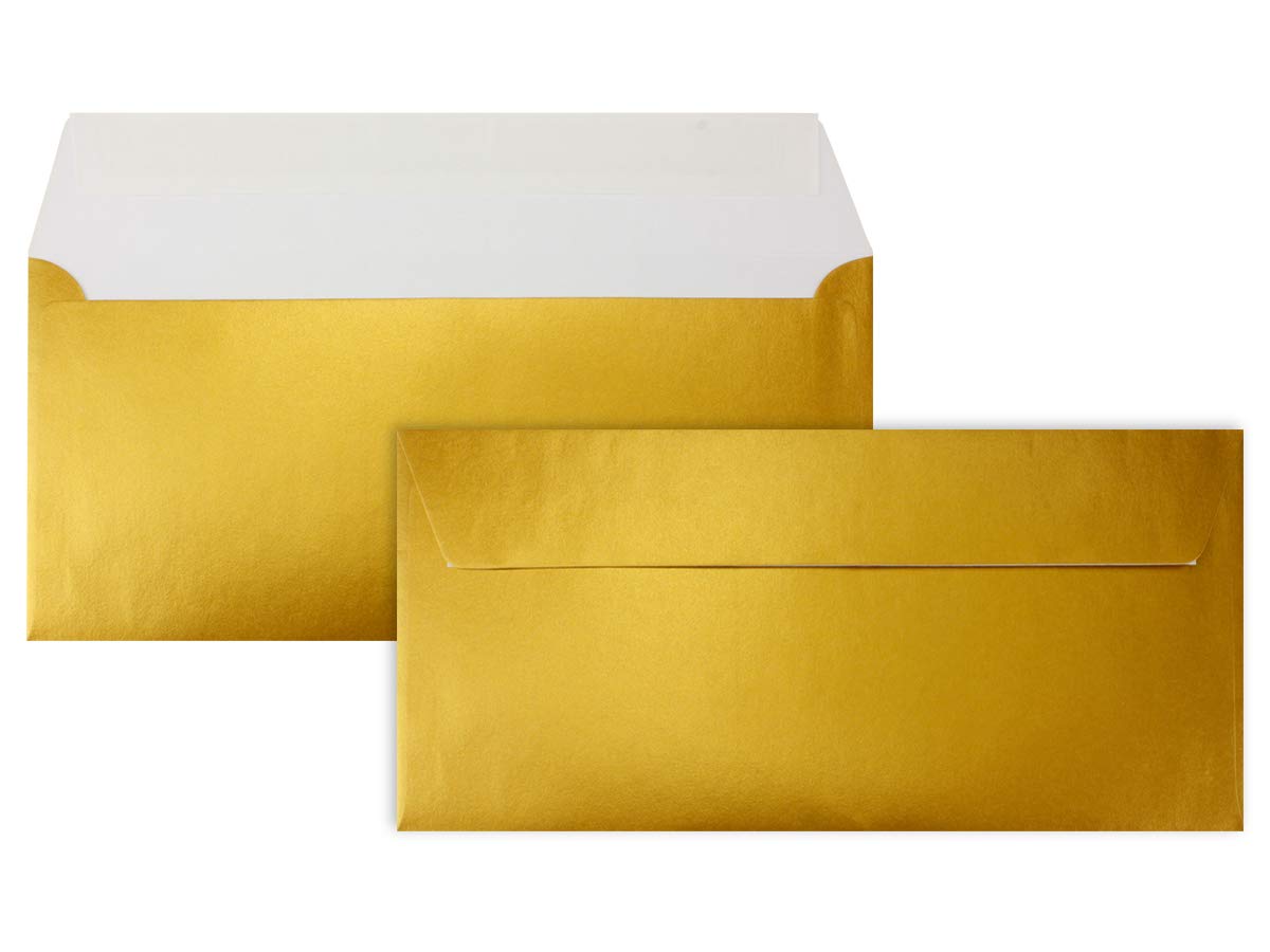 Neuser FarbenFroh envelopes, DIN, long, 220 mm x 110 mm, self-adhesive 25 Umschläge Metallic Gold