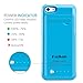 Kujian Slim Rechargeable Case with 4 LED Lights, Built-in Pop-out Kickstand Holder, 2200 mAh External Battery Backup for iPhone 5, 5s, 5c- Blue
