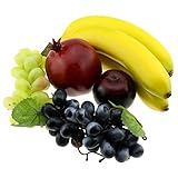 Gresorth Mixed Fruits Fake Banana Grape Brin Pomegranate Set Artificial Fruit for Christmas Party
