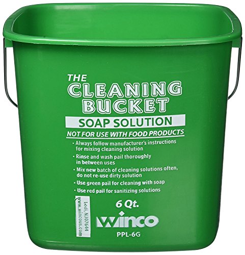 WincoPPL-6G Cleaning Bucket, 6-Quart, Green Soap Solution (Set of 2)