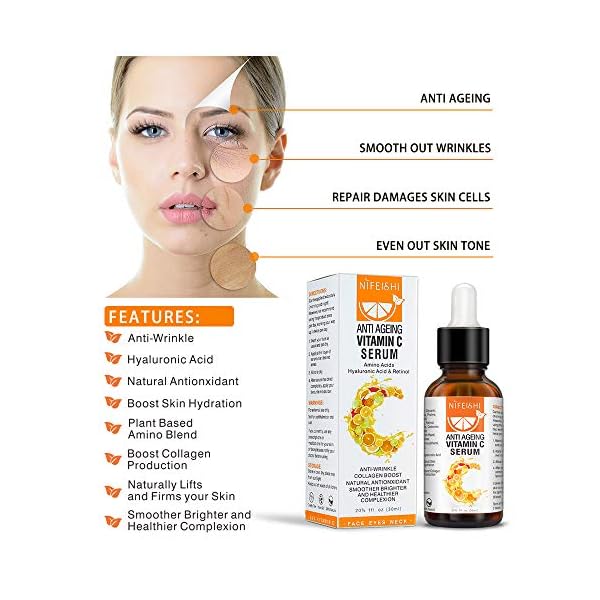 Vitamin C Serum for Face with Hyaluronic Acid & Retinol Natural Anti-Aging & Anti Wrinkle Facial Serum Hydrate and…