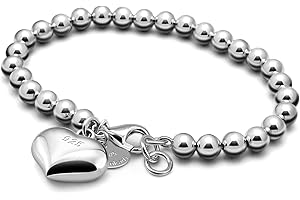 H&Beautimer 925 Sterling Silver 4-10MM Ball Chain Bracelet For Women's - Italian Handmade Bead Chain Bracelet 5''5.7''6.3''6.7''7.5''8''8.3''8.5''9 Inch Rose Gold Party Jewelry