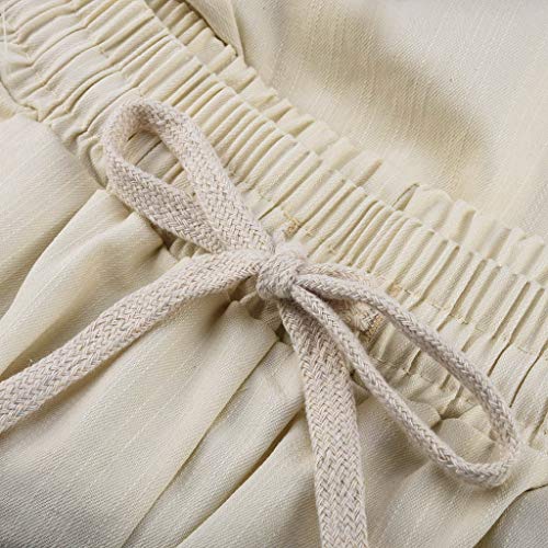 Women Short Pants, JOYFEEL ❤️ Ladies Cotton Linen Casual Elastic Waist Pants Drawstring Solid Summer Walking Shorts Khaki