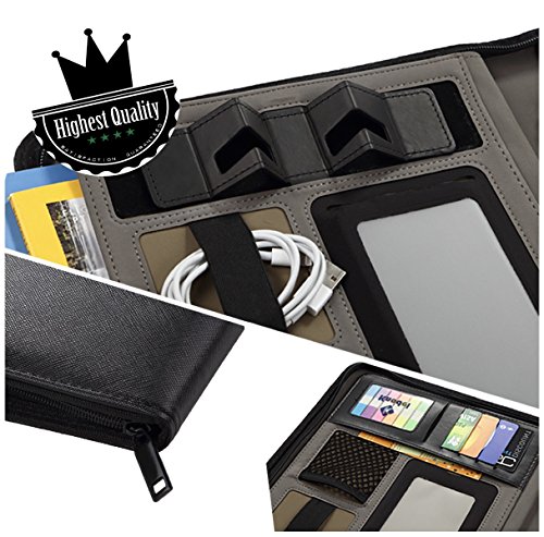 Knodel Zippered Portfolio, Professional Business Binder, Resume and Interview Document Organizer, PU Leather Padfolio with 10.1-inch Tablet Sleeve and Writing Pad (Black) - Thumbnail 7