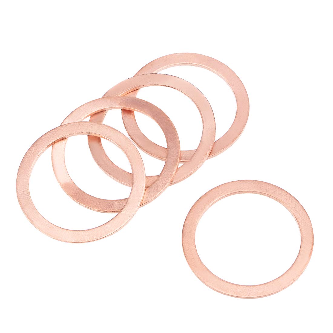 sourcing map 5Pcs 30.3mm x 38mm x 1.5mm Copper Flat Washer for Screw Bolt