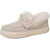 CSRZPMG Winter Snow Ankle Boots for Women Fashion Casual Warm Cotton Fur Lined Slip On Loafers Comfortable Suede Non Slip Booties Cute Outdoor Flat Shoes