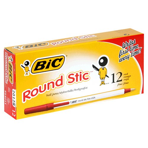 BIC Round Stic Ball Pen, Fine Point (0.8 mm), Red, 12 Pens (3 Packages of 12 Pens) Amazon.in