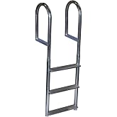 Dock Edge + Welded Fixed Wide Step Dock Ladder, 3 Steps, Aluminum