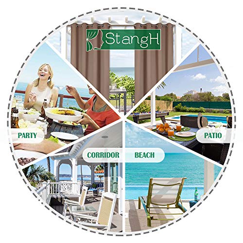 StangH Outdoor Curtains Waterproof - Thick Fabric Light Blocking Blackout Patio Drapes with Grommet Top Thermal Insulated Drapes for Lanai/Porch/Open-air Dining, Mocha, W52 x L108, 1 Panel