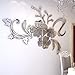 Rumas 3D Mirror Floral Art Removable Wall Sticker Acrylic Mural Decal Home Room Decor (Silver)