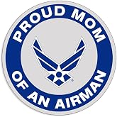 Round Proud MOM of an Airman Sticker (Vinyl Decal United States Air Force Father Logo for car Truck or Laptop (3 inch) USAF Licensed