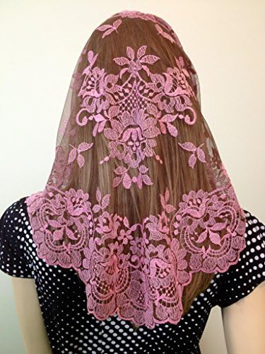 Pink on Brown veils and mantillas spanish style -large