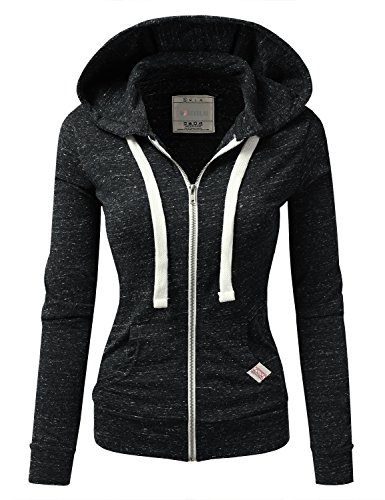 DOUBLJU Women's Lightweight Zip-Up Hoodie - Thin, Plus Size Available, Black, Medium - View #10