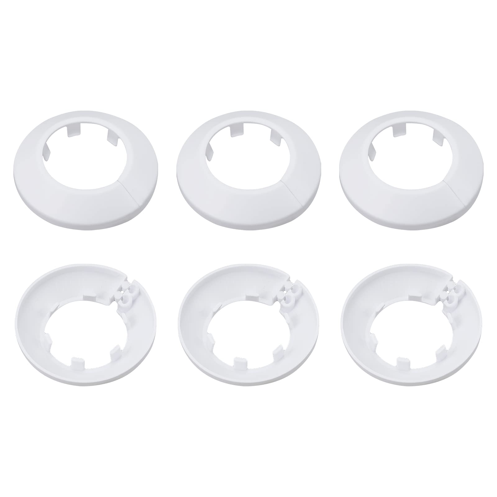 DTGN 62x13mm(DxT) Pipe Cover Decoration - 6Pack - Good for Bathroom Kitchen 35mm Dia Pipe - PP Plastic Escutcheon - White