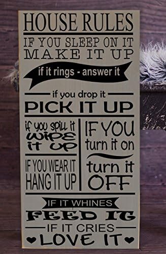 House Rules Wall Decor Subway Art Vinyl Wooden Sign 12" x 24".