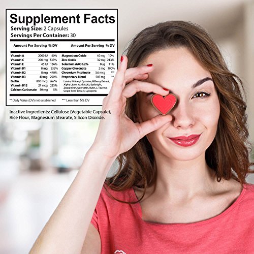 Eye Health Formula With Essential Vitamins, Minerals and Natural Herbs Including Lutein - Supports Overall Eye, Retina & Macula Health To Protect Your Vision And Keep It Healthy